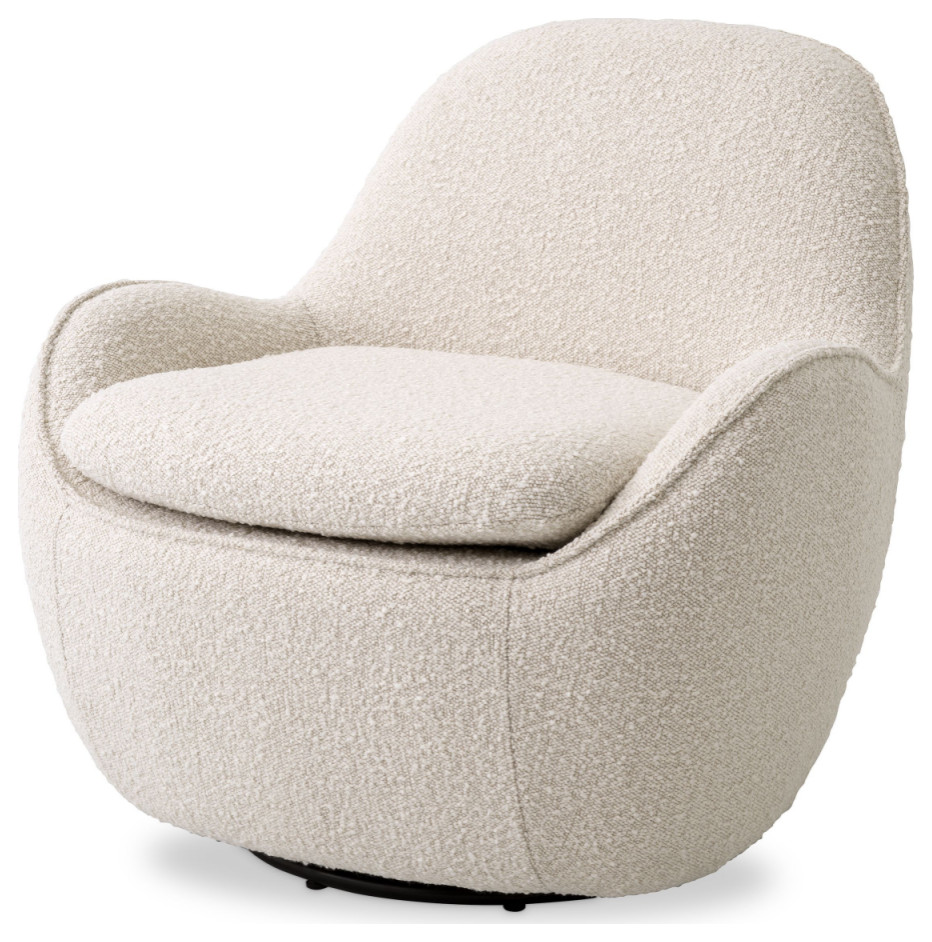 Cream Boucle Swivel Accent Chair  Eichholtz Cupido   Transitional   Armchairs And Accent Chairs   by Oroa   Distinctive Furniture  Houzz