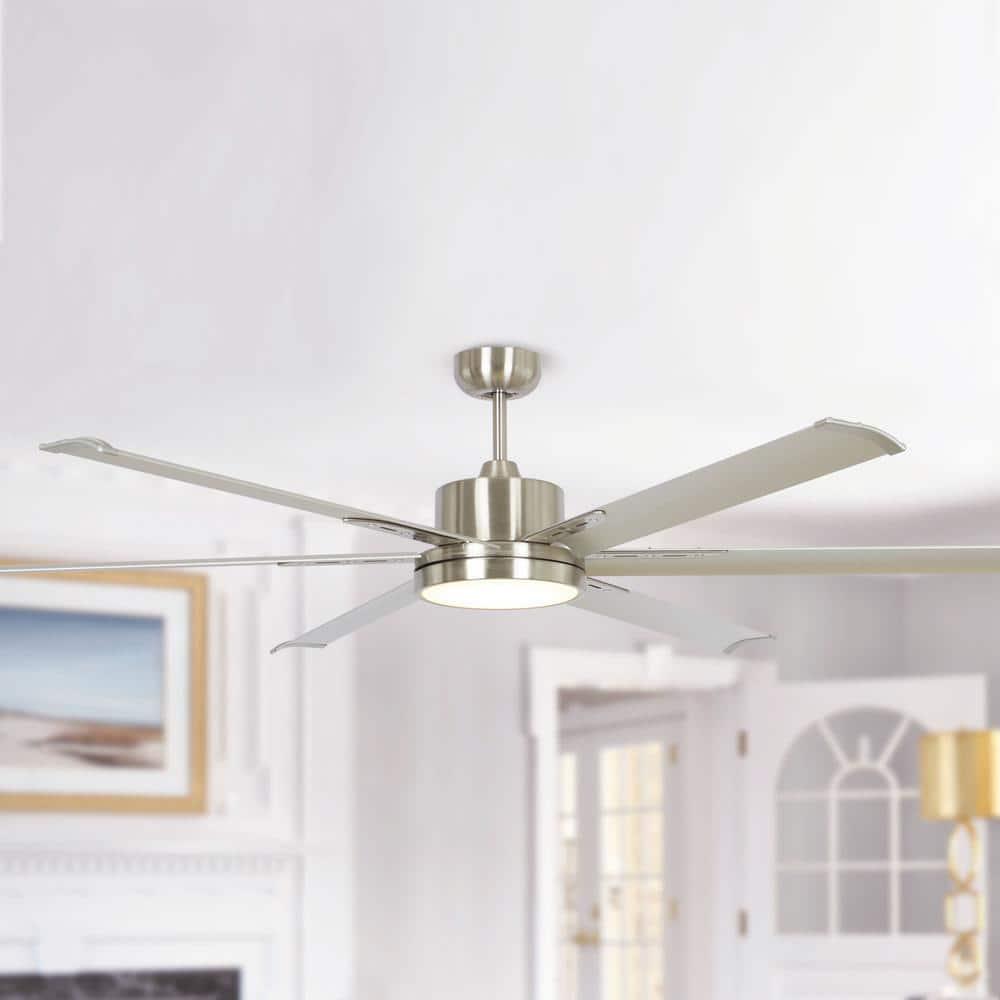 Parrot Uncle Balachandran 65 in Integrated LED Brushed Nickel Ceiling Fan with Light and Remote Control