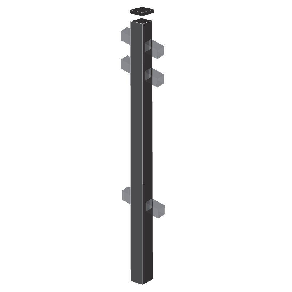 Barrette Outdoor Living Natural Reflections Standard 2 in. x 2 in. x 4-78 ft. Black Aluminum Fence Line Post 73009102