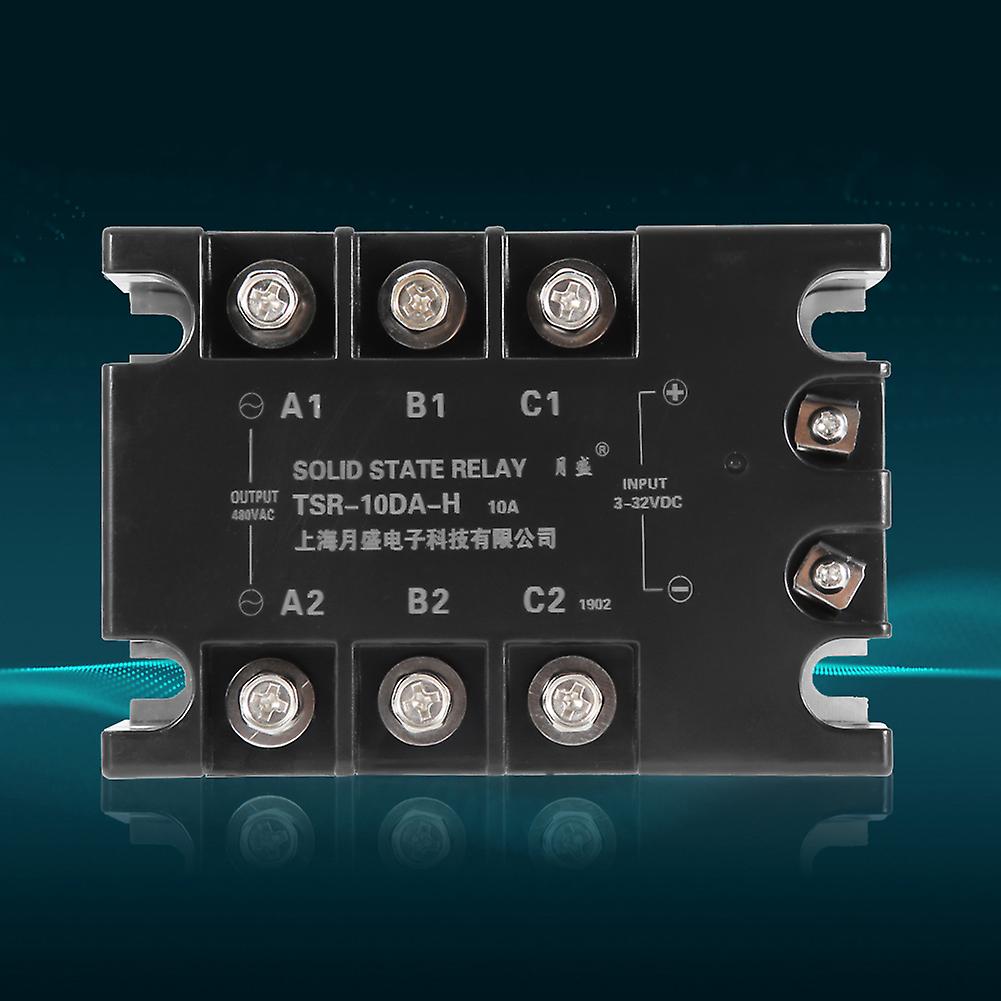 3 Phase 10a Dc Ac Solid State Relay Ssr Input 3-32vdc Load 24-480vac Tsr-10da H