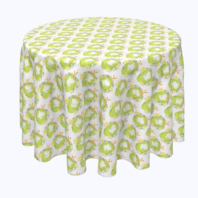 Round Tablecloth， 100% Polyester， 60 Round， Wreath of Spring Joy