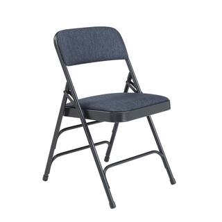 National Public Seating Blue Fabric Padded Seat Stackable Folding Chair (Set of 4) 2304