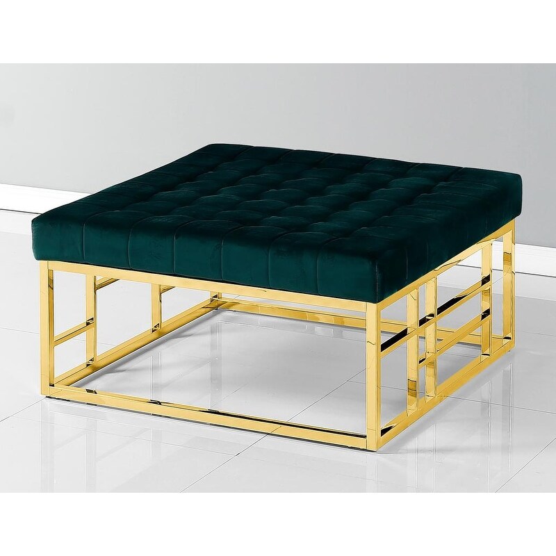 Best Master Furniture Gold Square Base Ottoman Coffee Table