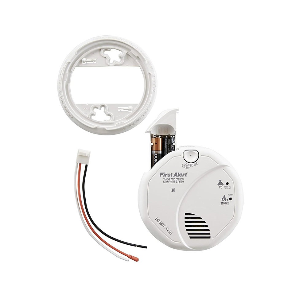 Hardwired Photoelectric Smoke and Carbon Monoxide Alarm with Battery Backup ;