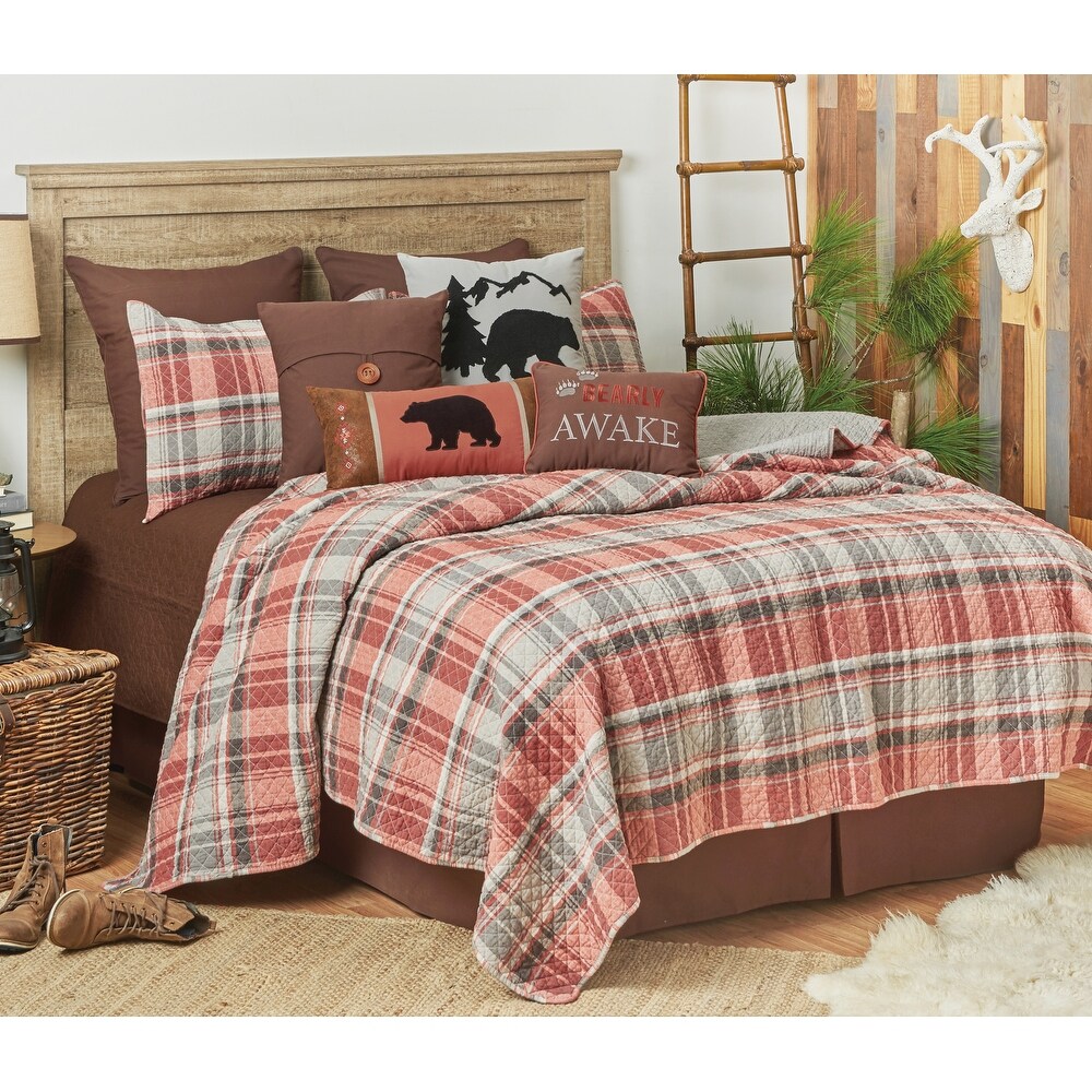 Saffron Plaid Rustic Lodge Cotton Quilt Set