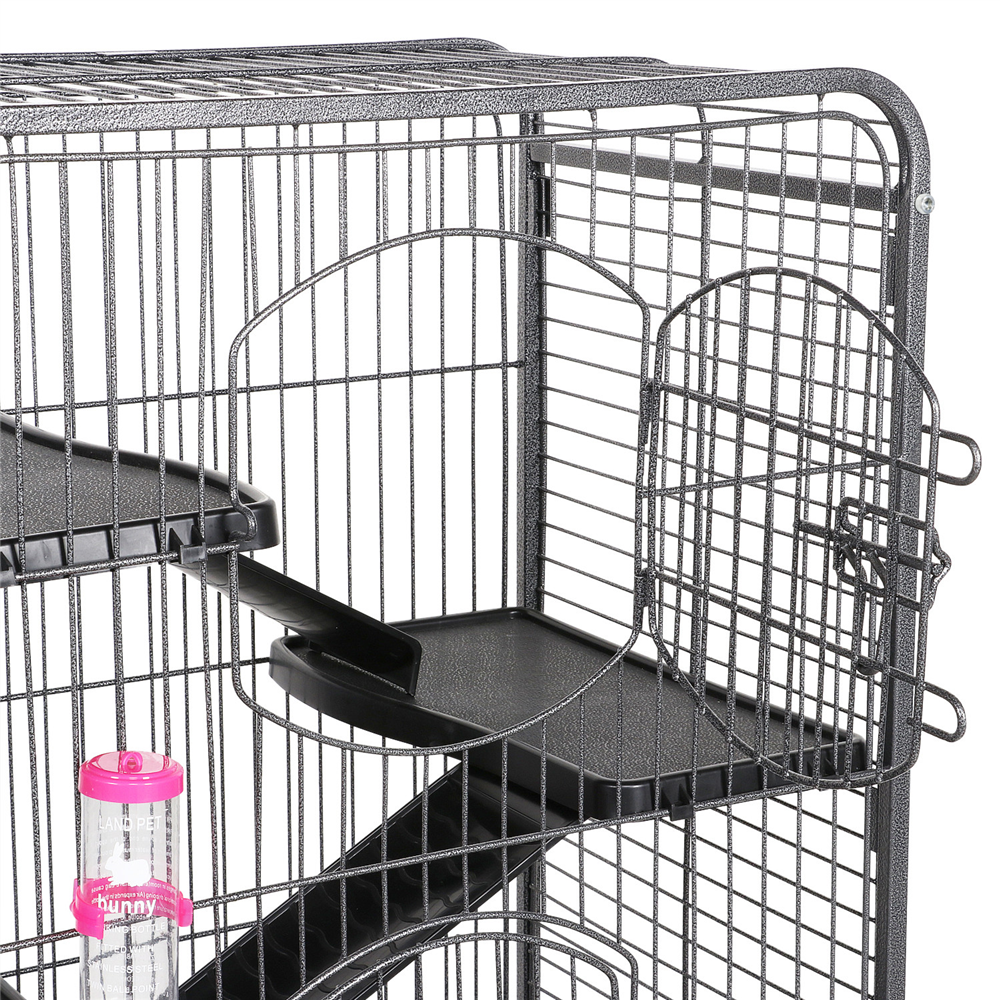 Easyfashion 6 Levels Rolling Pet Cage for Small Animals Black