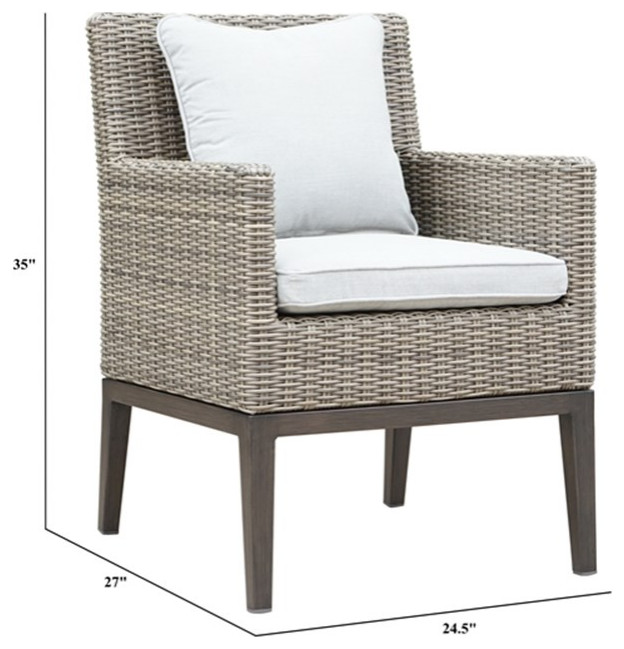 Marina Gray Aluminum Patio Arm Chair   Tropical   Outdoor Dining Chairs   by Homesquare  Houzz