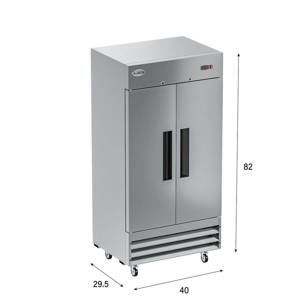 Koolmore 35 cu. ft. Commercial 2 Door Reach-In Auto Defrost Freezer in Stainless Steel RIF-2D-SS35C