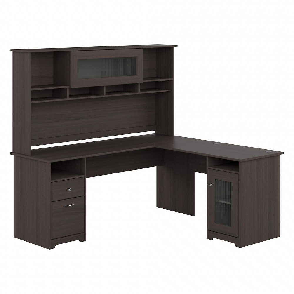 Cabot 72W L Shaped Desk with Hutch and Storage by Bush Furniture