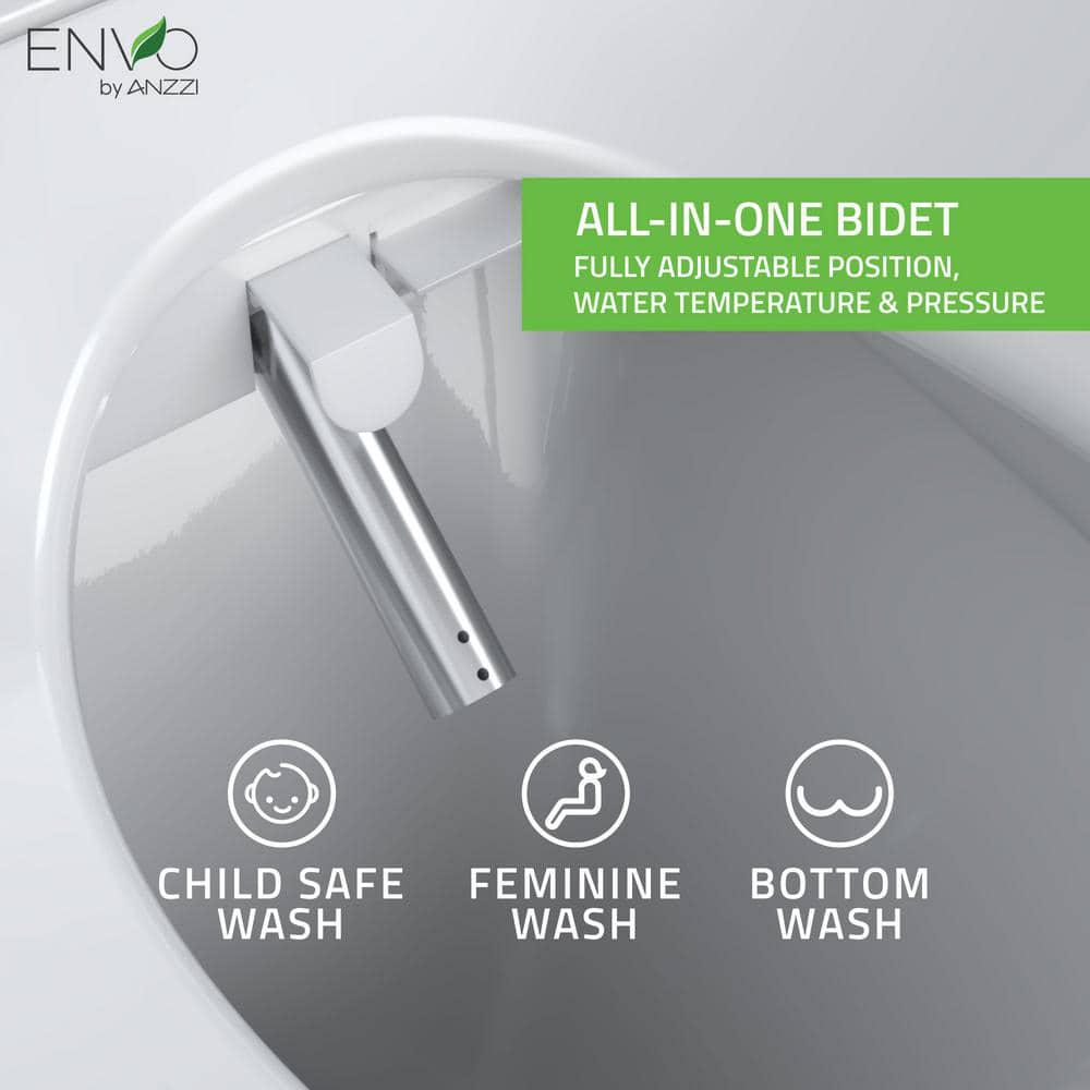 ANZZI Envo Dive Smart Electric Bidet Seat for Elongated Toilet in White with Remote Control Heated Seat and Deodorizer