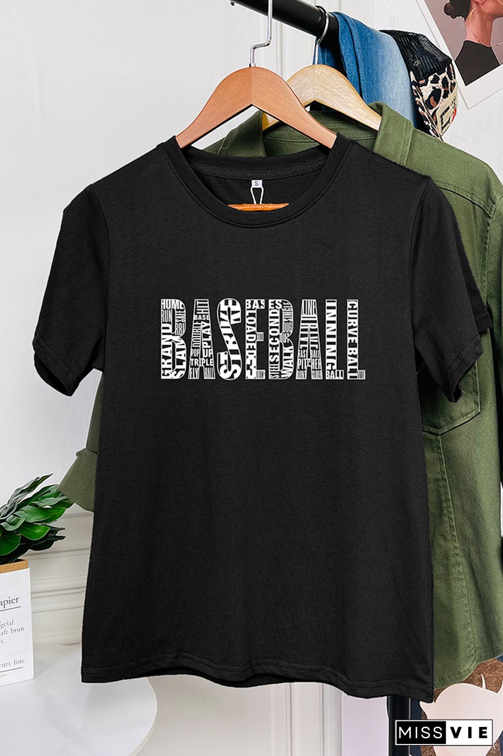 Baseball Word Art Graphic Tee Wholesale