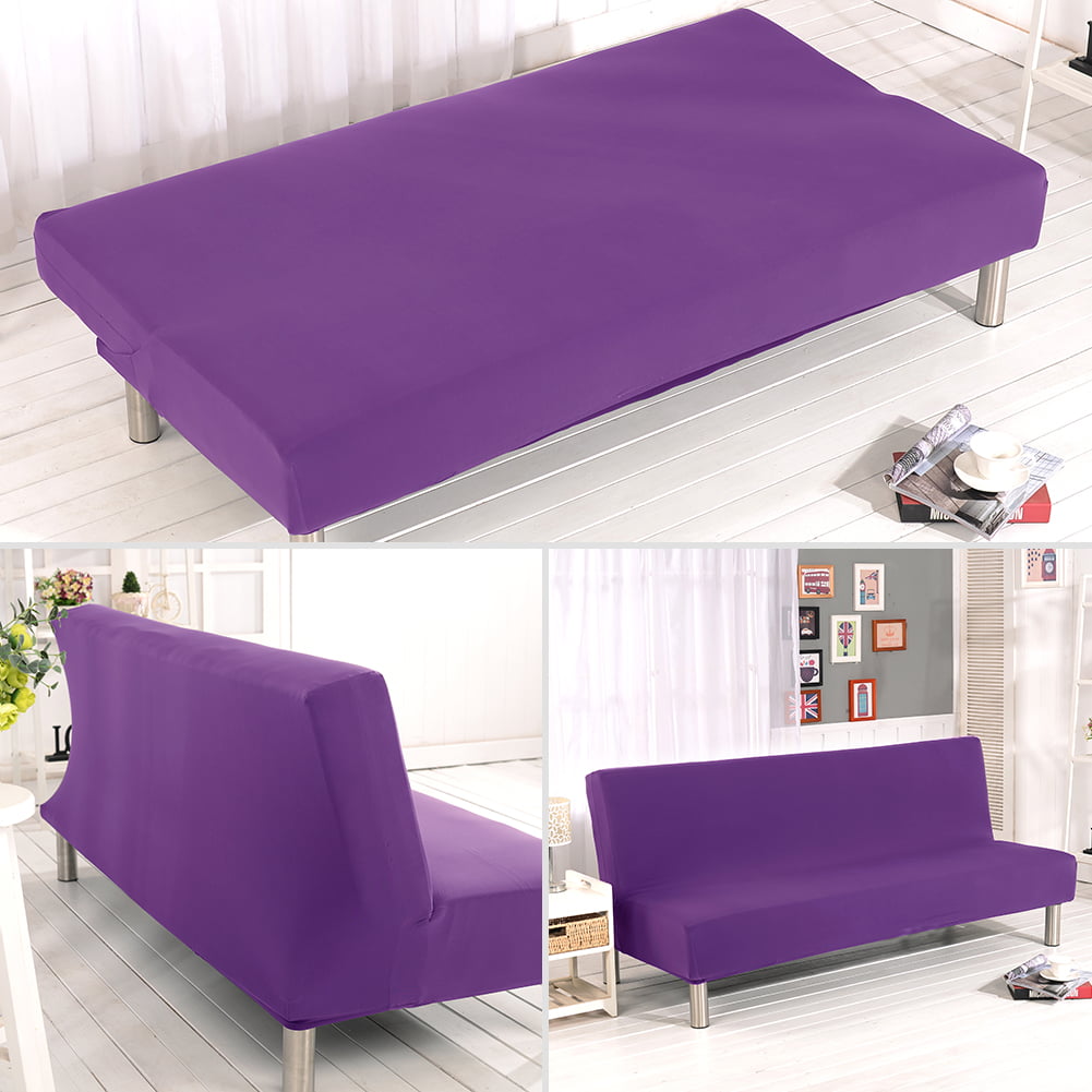 Sofa Bed Cover Futon Slipcover Solid Color Full Folding Elastic Armless