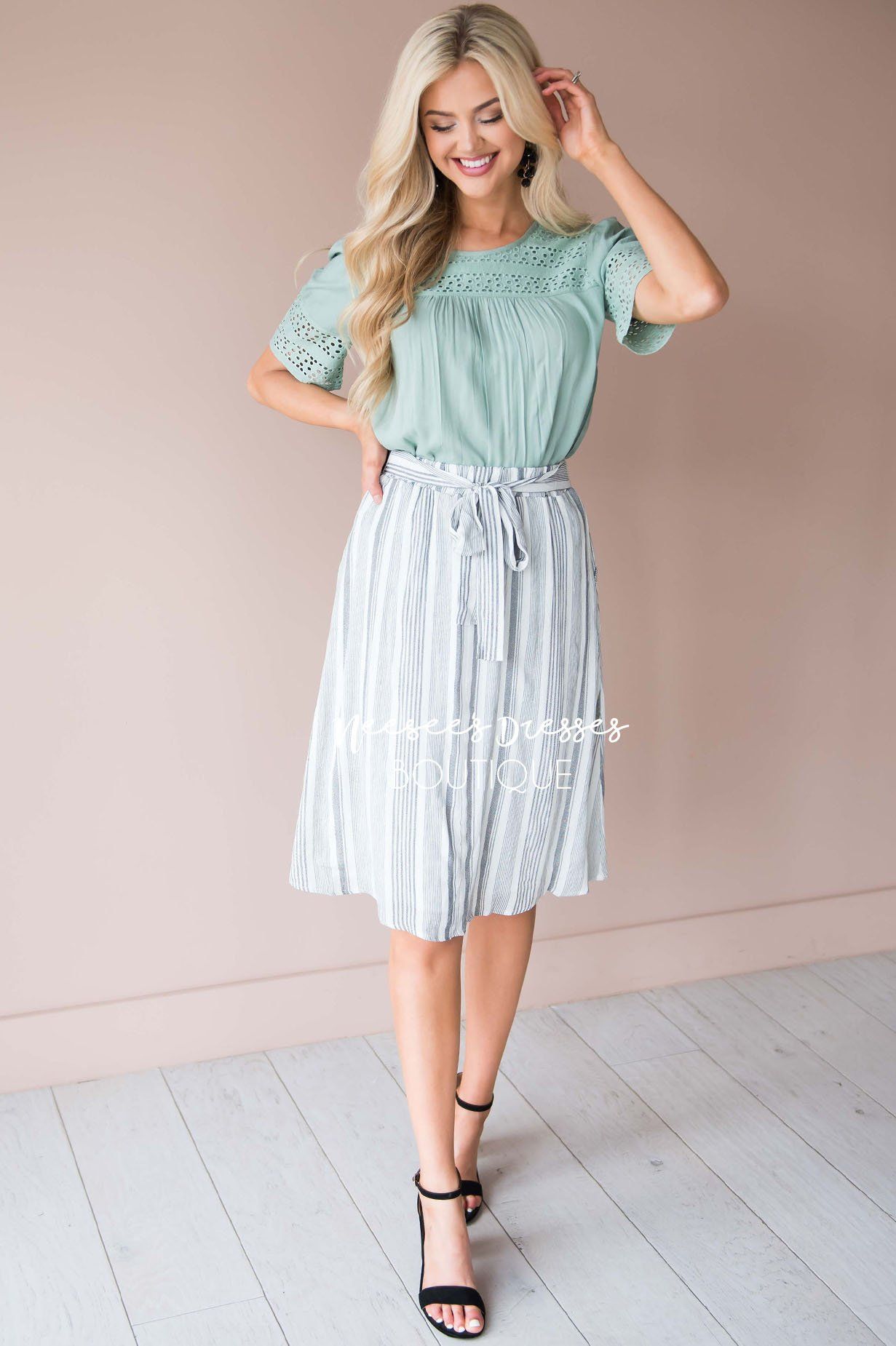 Striped Tie Front Skirt