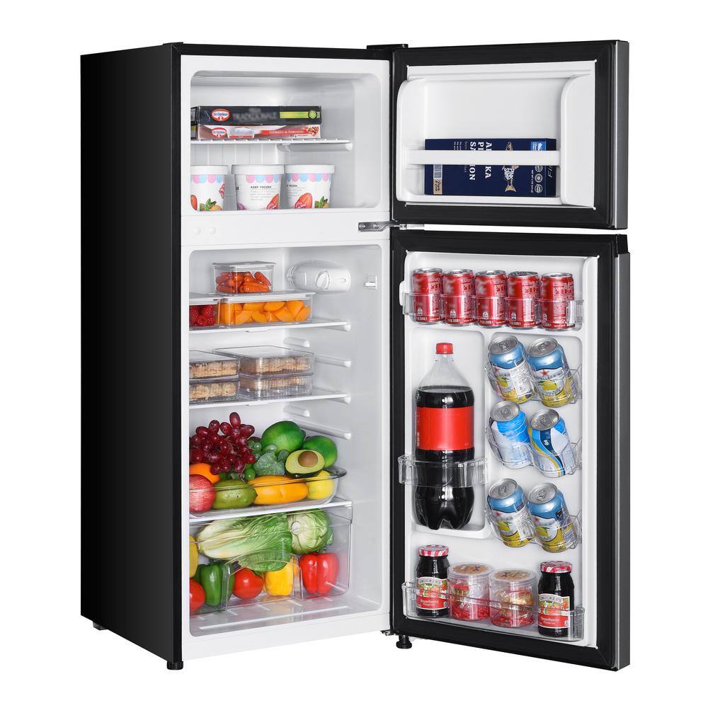 Magic Chef 18.5 in. 4.5 cu.ft. 2-Door Mini Refrigerator in Platinum Steel with Freezer HMDR45PS