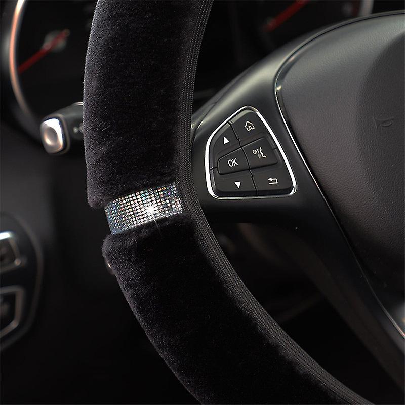 Car Steering Wheel Cover， Universal 37 38cm Soft Plush Rhinestone Cover，car Interior Decoration，warm Steering Wheel Cover，car Accessories