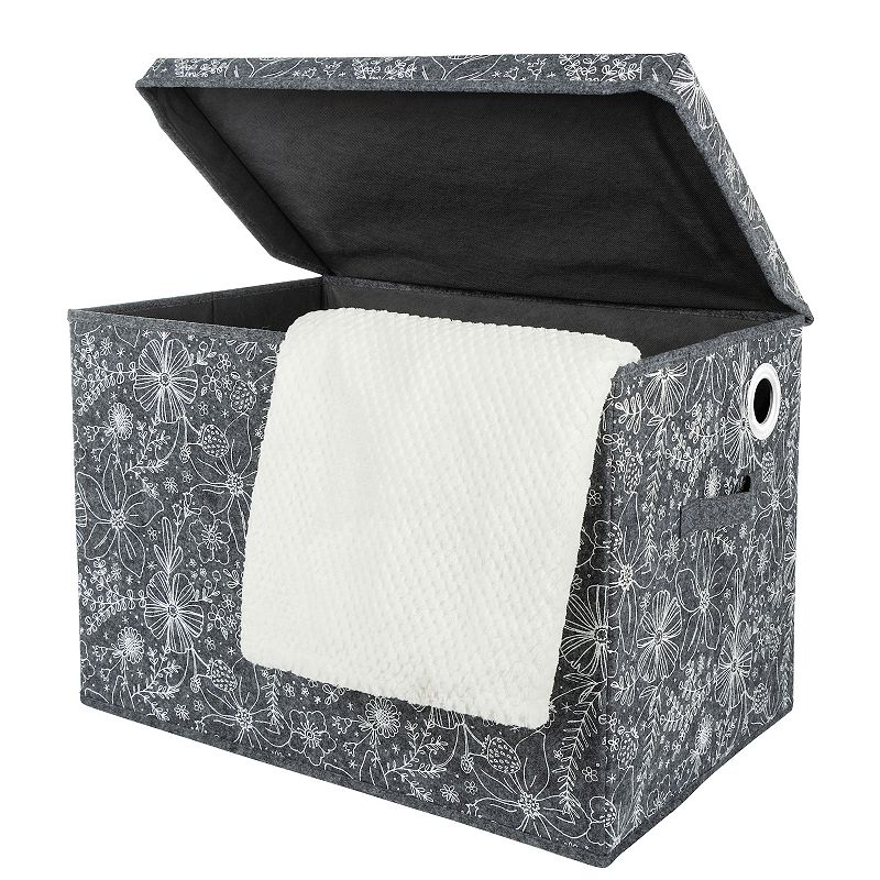 Sammy and Lou Floral Gray and White Felt Toy Box