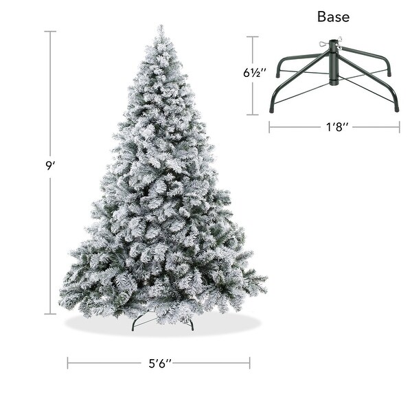 9FT Realistic SnowFlocked Pine Artificial Holiday Christmas Tree