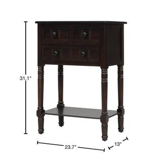 Harper  Bright Designs 24 in. Espresso Standard Rectangle Wood Console Table with 3-Drawers WF192646AAB