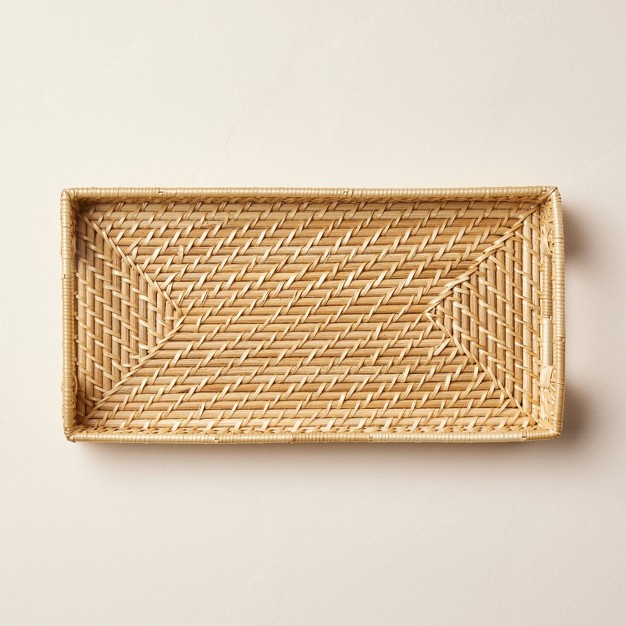 Natural Woven Bathroom Tray With Magnolia