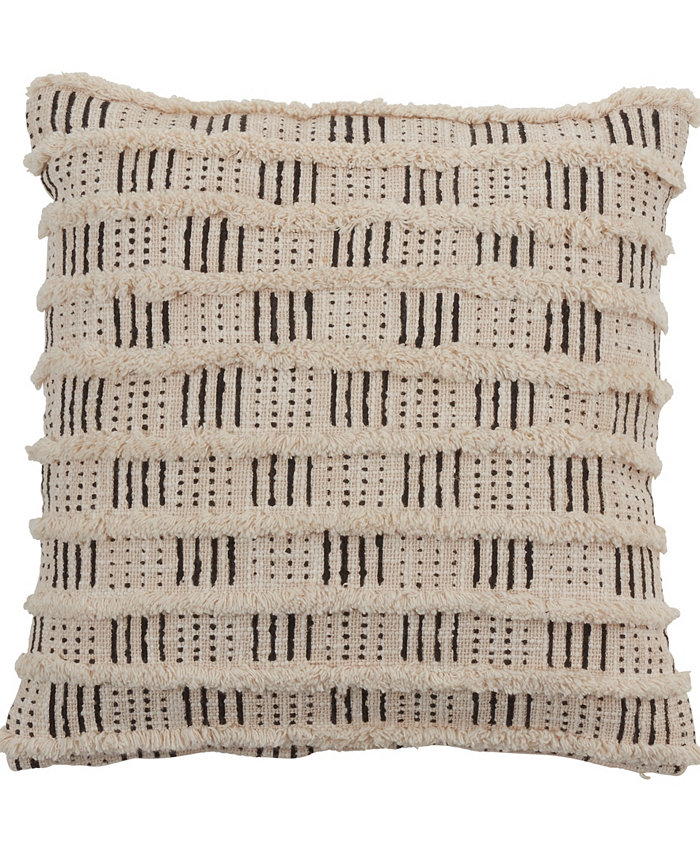 Saro Lifestyle Tufted Block Print Decorative Pillow， 18