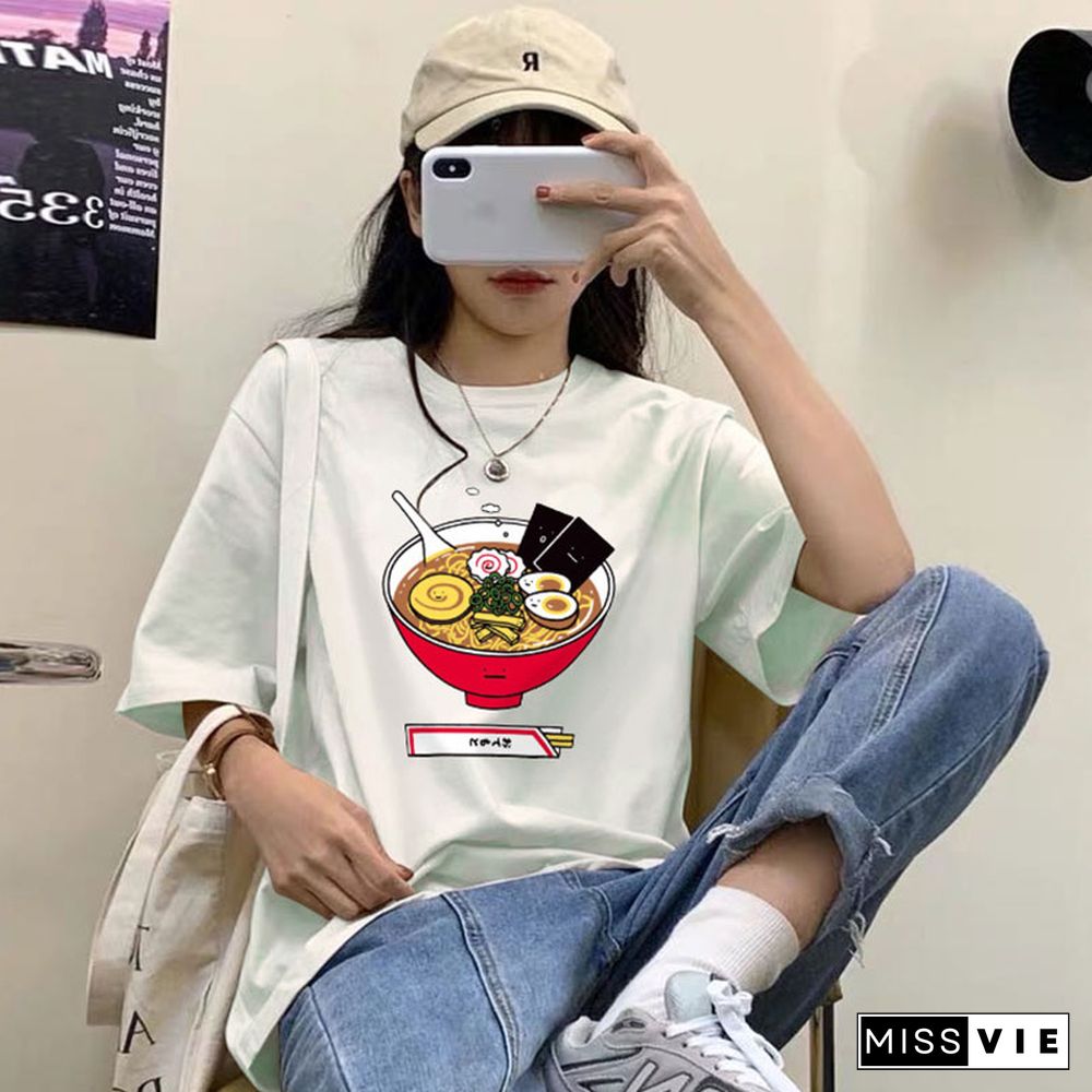 Cute Cartoon Print Loose T-Shirt