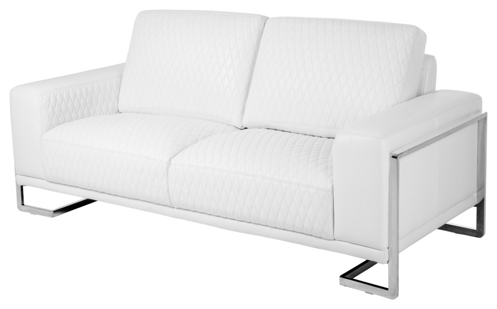 Mia Bella Gianna Leather Loveseat  Stainless Steel   Contemporary   Loveseats   by Michael Amini  Houzz