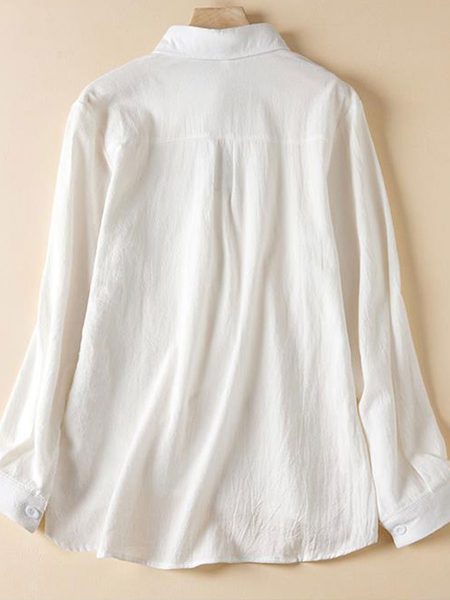 Casual Loose Solid Color Long-sleeved Blouse