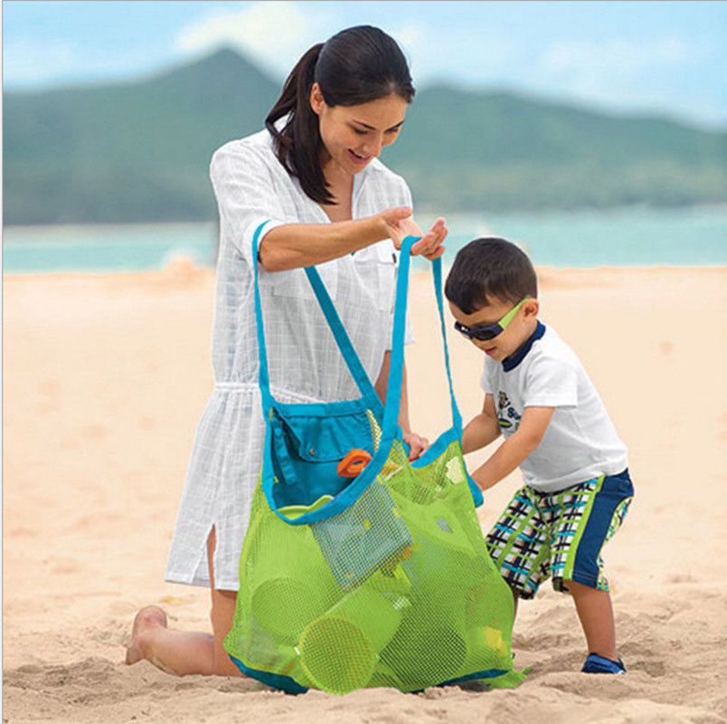 COUTEXYI Beach Mesh Bag， Toys Organized Foldable Storage Bag， Capacity Tote Bag