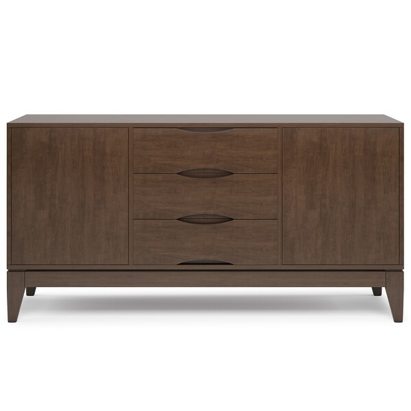 WYNDENHALL Pearson SOLID HARDWOOD 60 inch Wide Mid Century Design Sideboard Buffet in Walnut Brown - 17