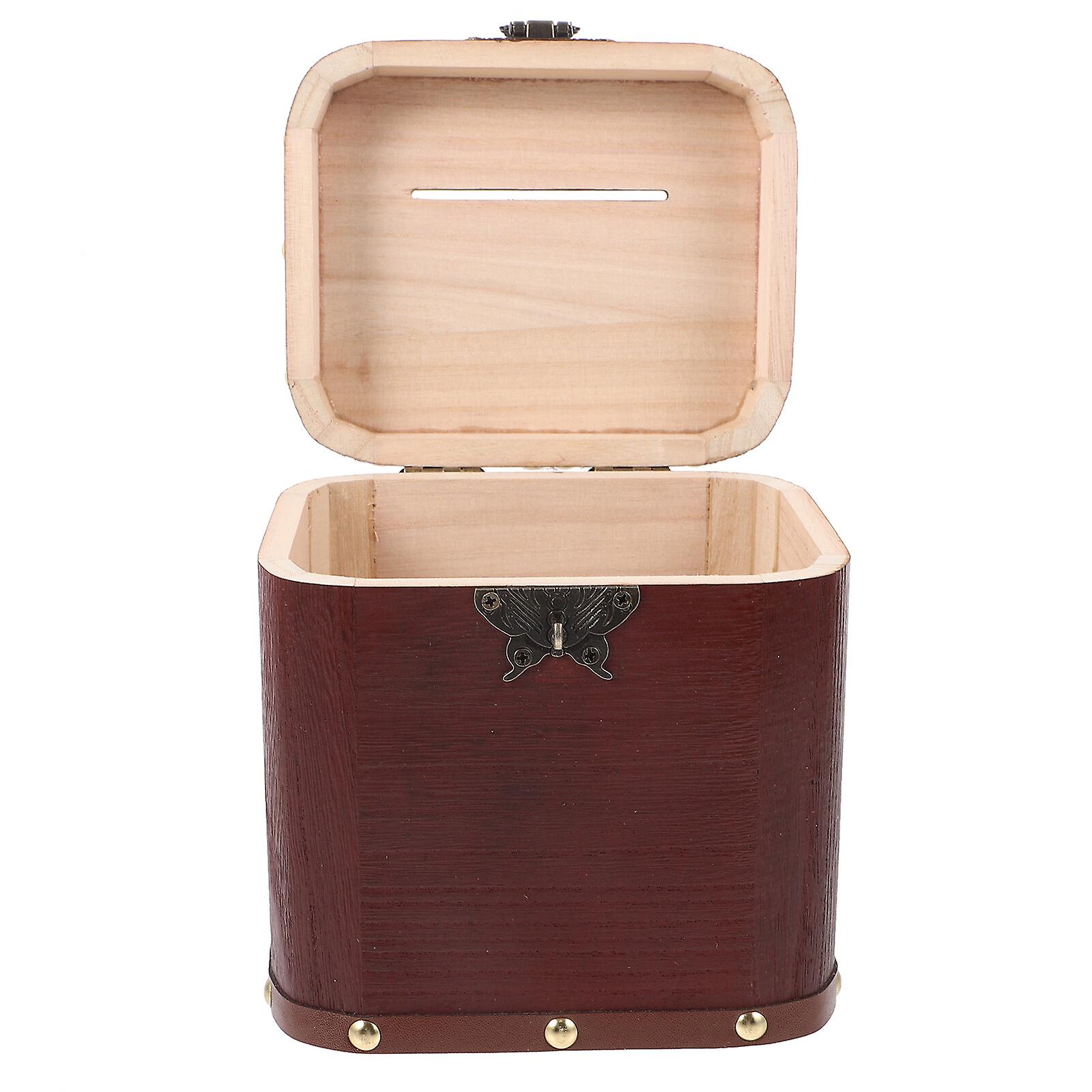 Wood Money Box With Lock Money Holder Piggy Bank Wooden Money Storage Box For Home Office