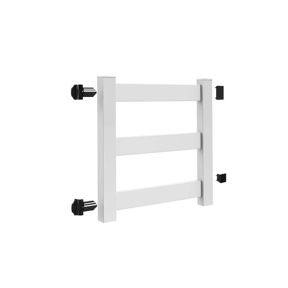 Barrette Outdoor Living 3-Rail Post and Rail 4 ft. x 4 ft. White Vinyl Walk Gate Kit Fence Gate 73025443