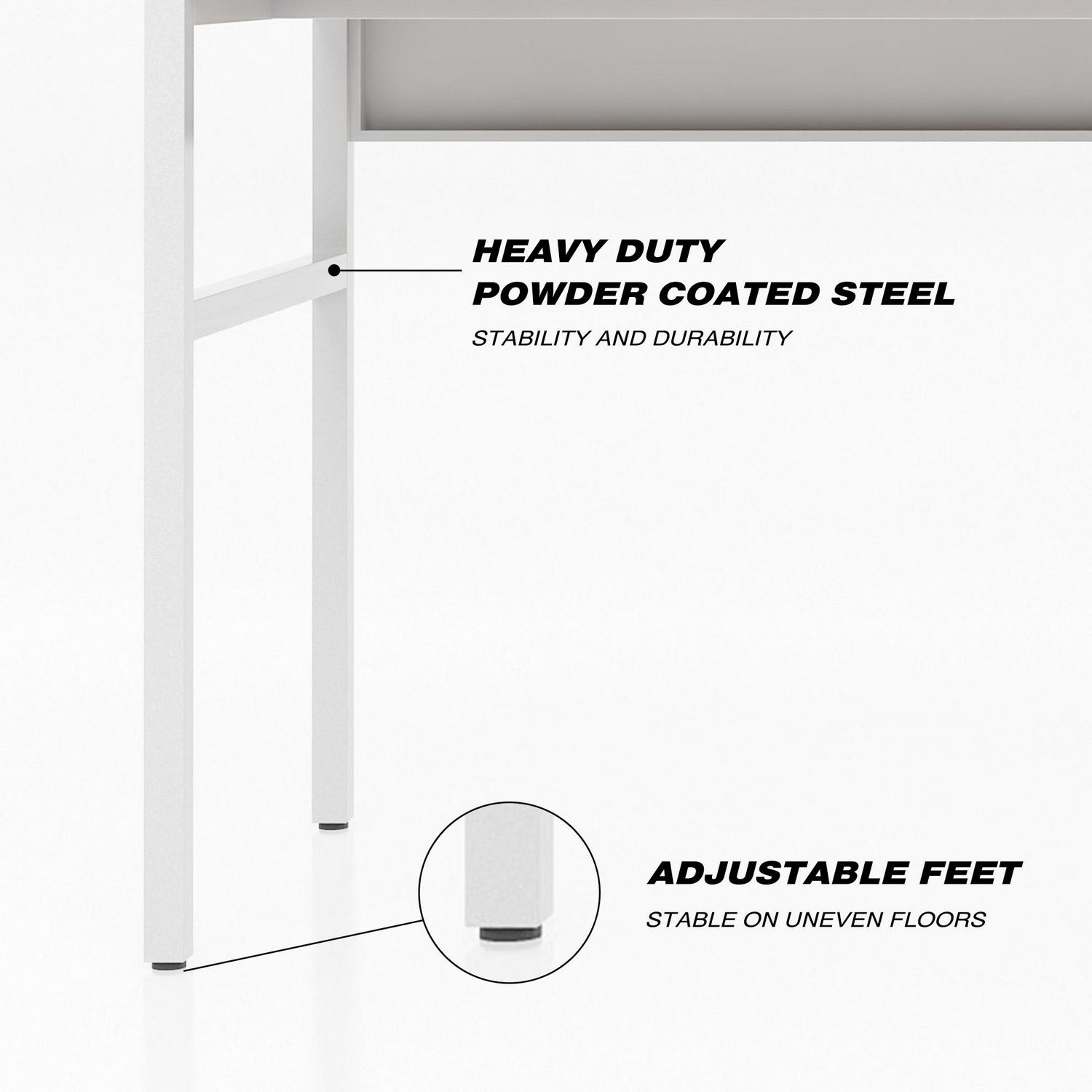 Anysun Home Office Computer Desk with Drawers  White Metal