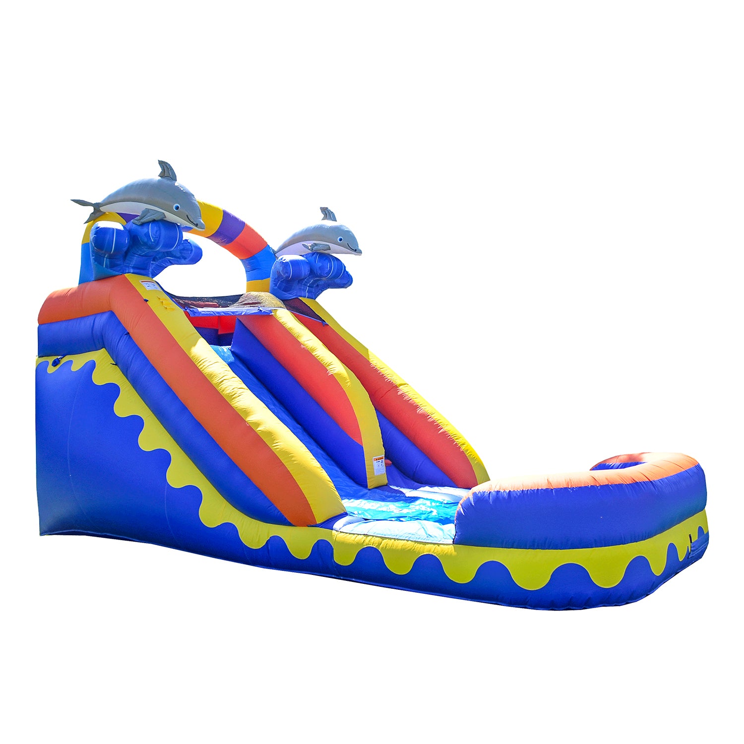 JumpOrange 14’ Dolphin Splash Tall Water Slide Inflatable with Splash Pool, Kids and Adults, Commercial Grade