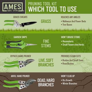 Ames 7.09 in. Pruning Shears Kit with Case (4-Piece) 20213344