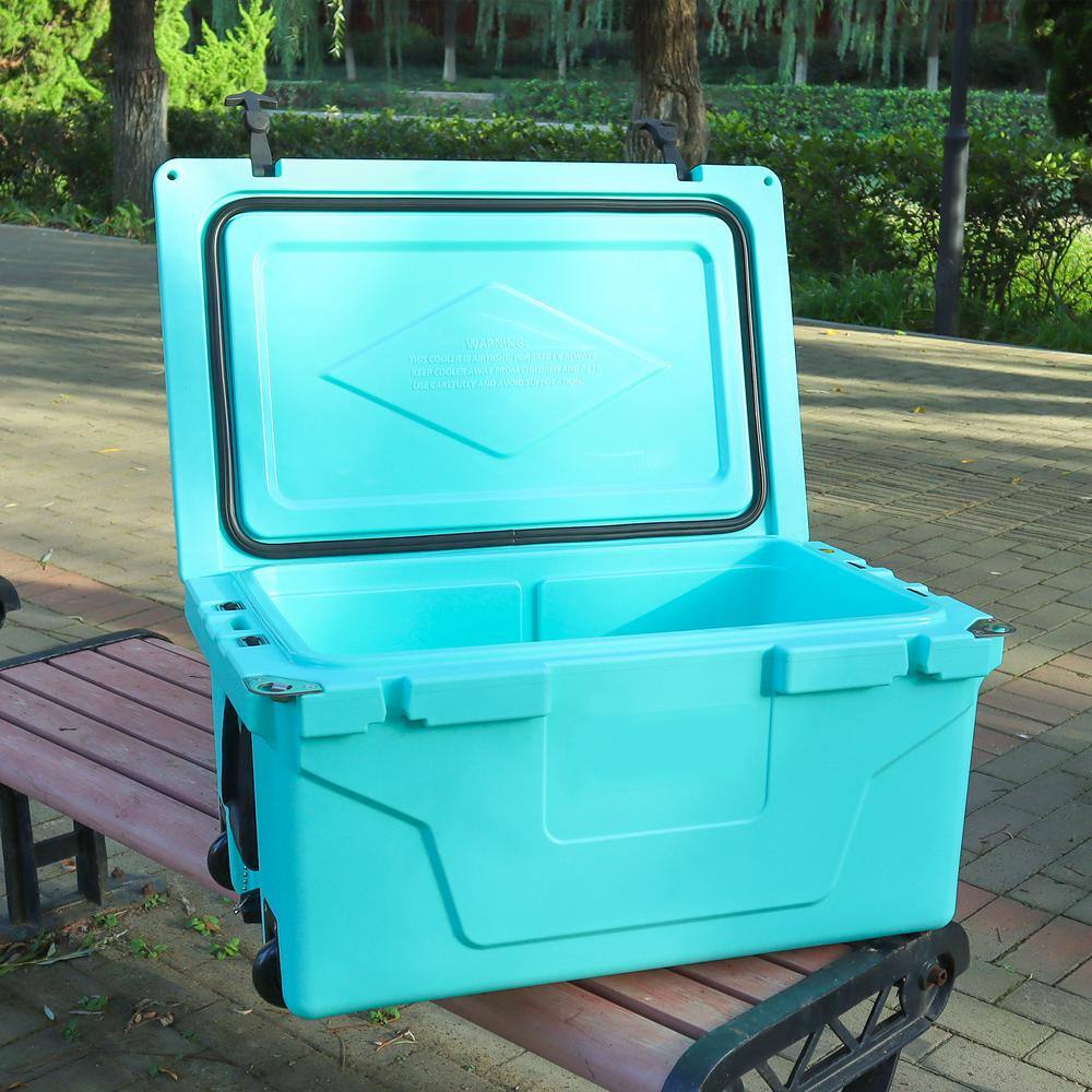 BTMWAY 65 qt. Blue Outdoor Portable Camping Cooler with Wheels Ice Chest with 54 Can Capacity Keeps Ice for up to 5 Days CXXBE-GI102234W321-Cooler01