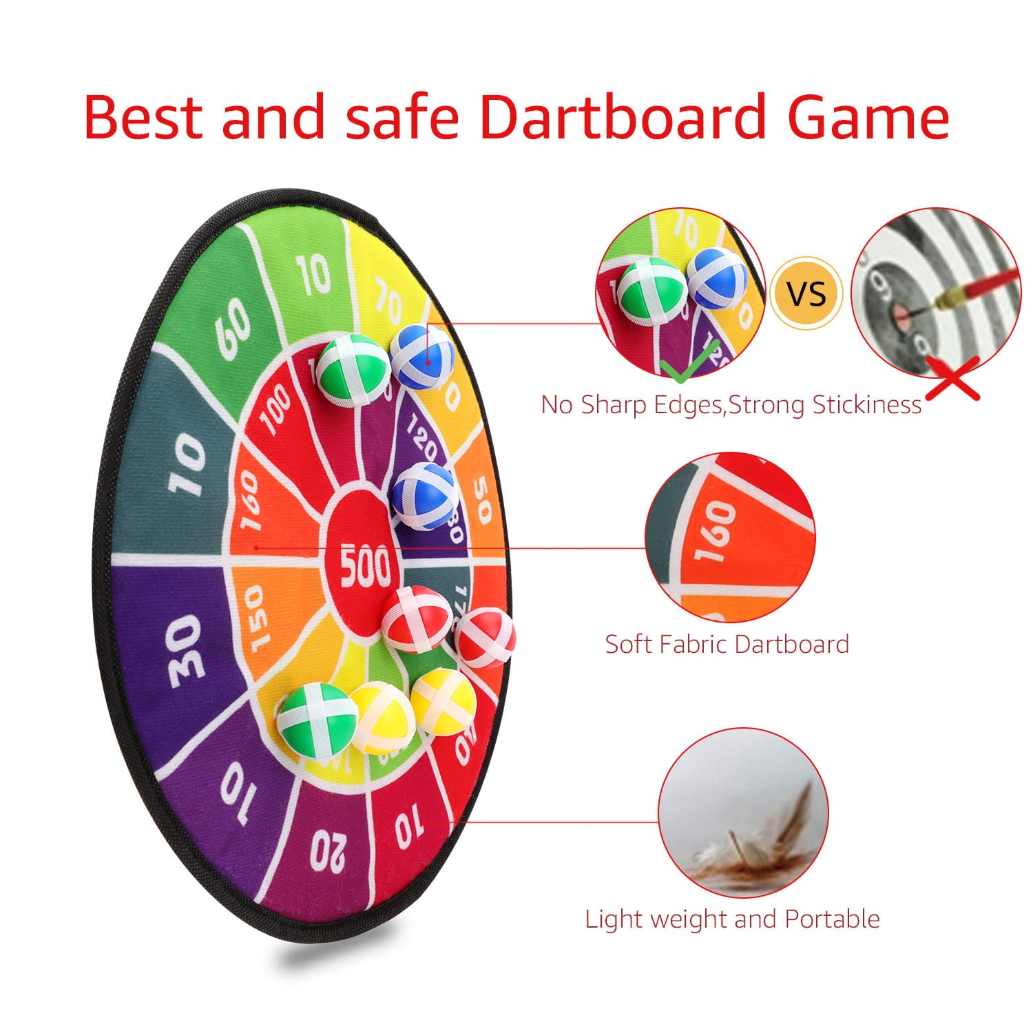 Dart Board for Kids, Dartboard Game with 8 Sticky Balls, Play Game Toys, Birthday Gifts