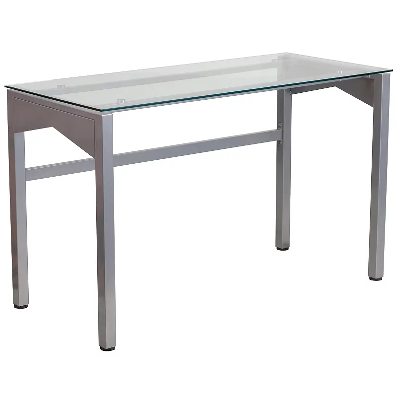 Flash Furniture Contemporary Clear Tempered Glass Desk with Geometric Sides