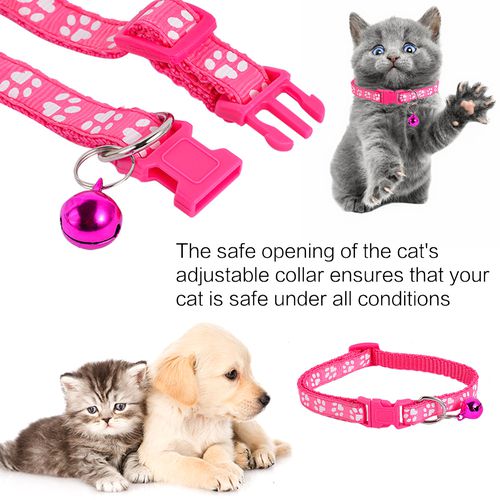 SHIYAO 12Pcs Footprint Cat Collar with Bell Dog Cat Collar Buckle Adjustable Cat Dog Collar or Seatbelts