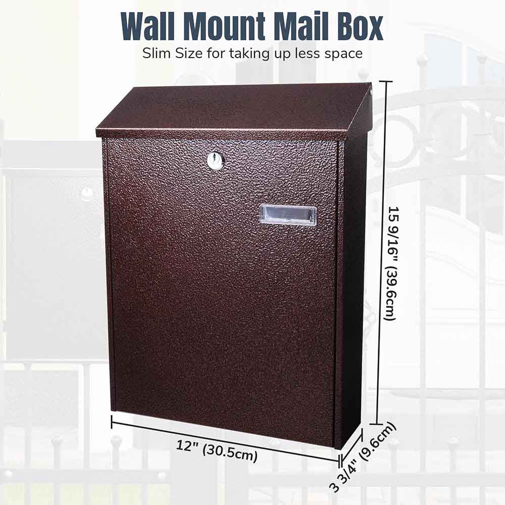 Yescom Lockable Mailbox Wall Mount 16x12x4 in