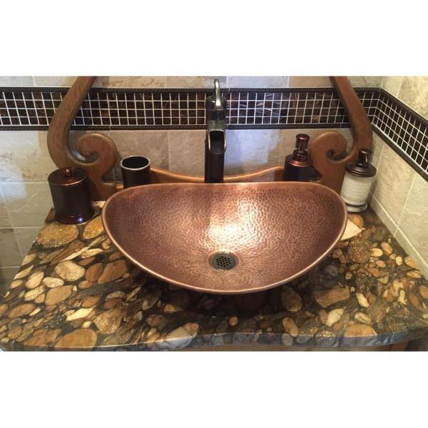 SINKOLOGY Confucius 16 Gauge 19 in. Copper Vessel Bath Sink in Antique Copper SB305-19AC