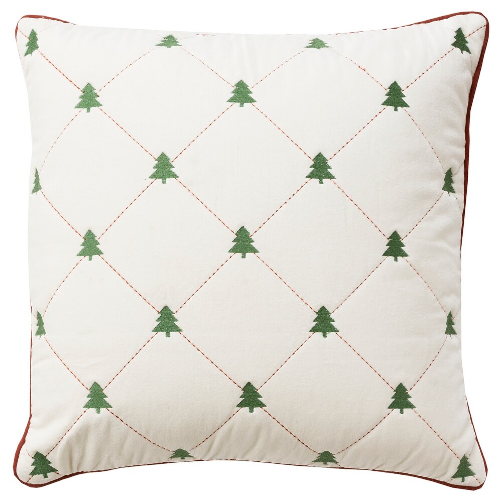 Rizzy Home Cotton Velvet Evergreen Diamond Throw Pillow Cover