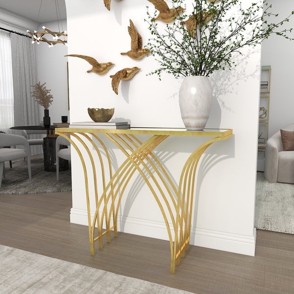 Gold Iron Modern Console Table 31 x 41 x 12 - 41 x 12 x 31