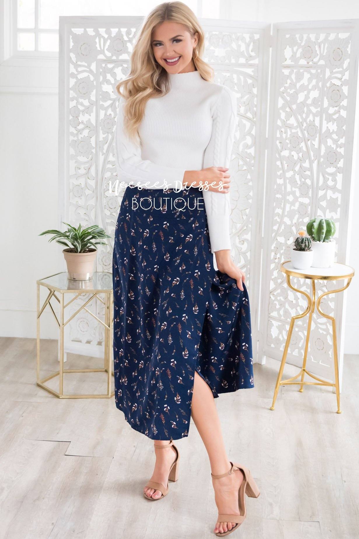 Winter Flowers Wrap Skirt