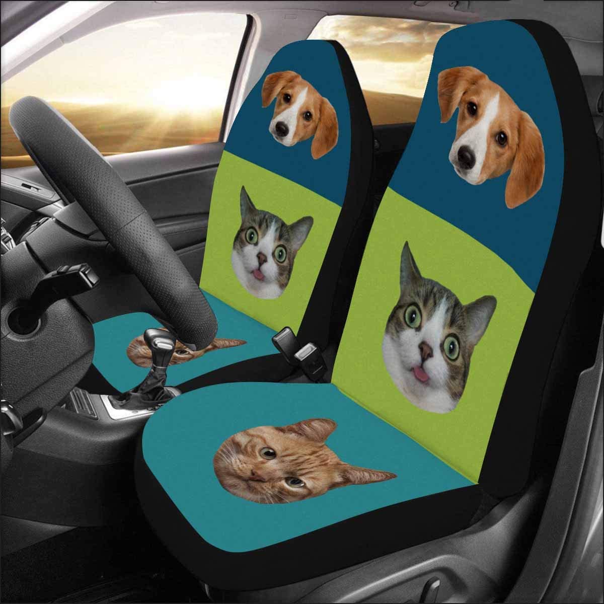 FMSHPON Set of 2 Car Seat Covers Cute Pet Face Universal Auto Front Seats Protector Fits for Car，SUV Sedan，Truck