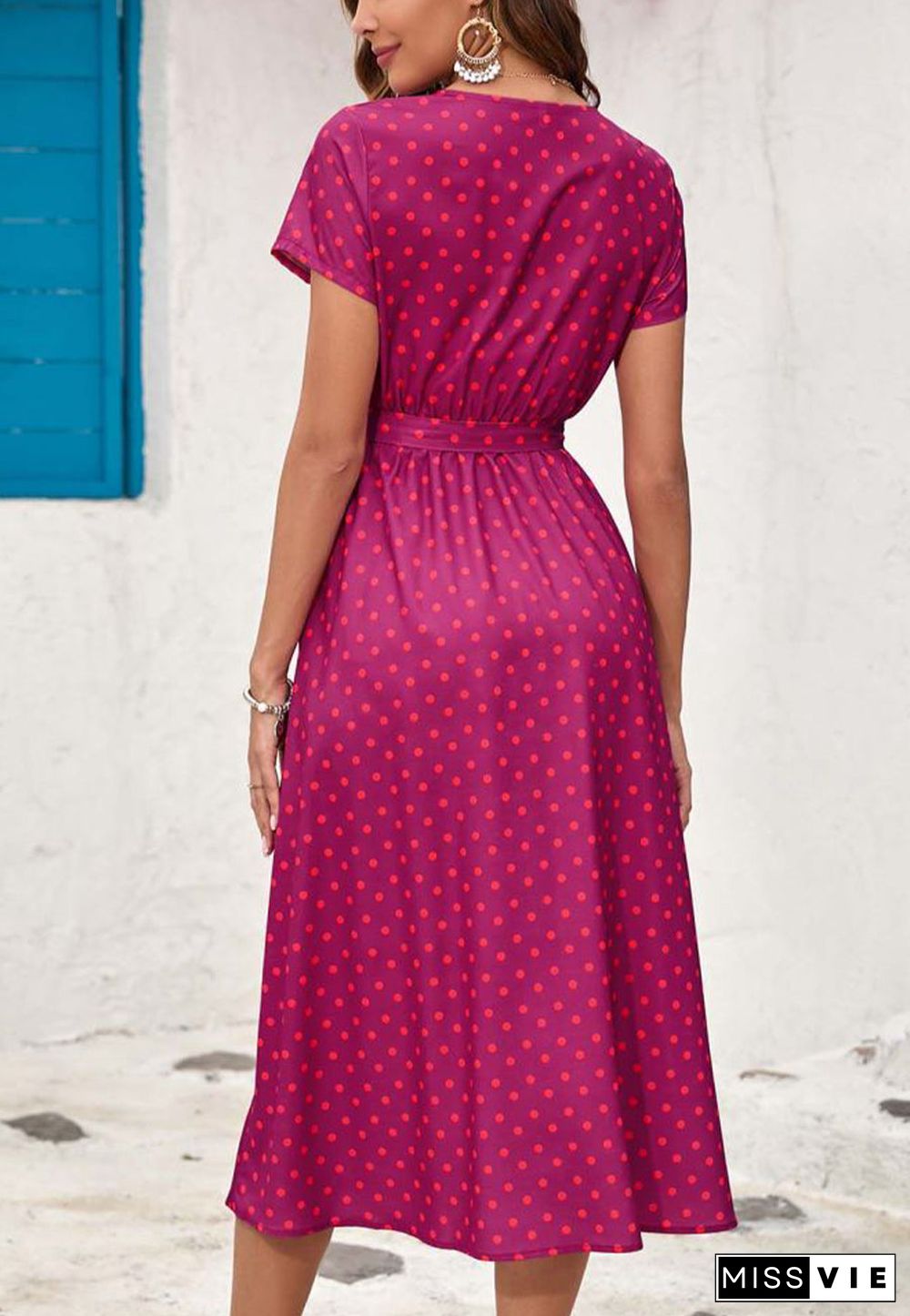 Printed Surplice Neck Midi Dress