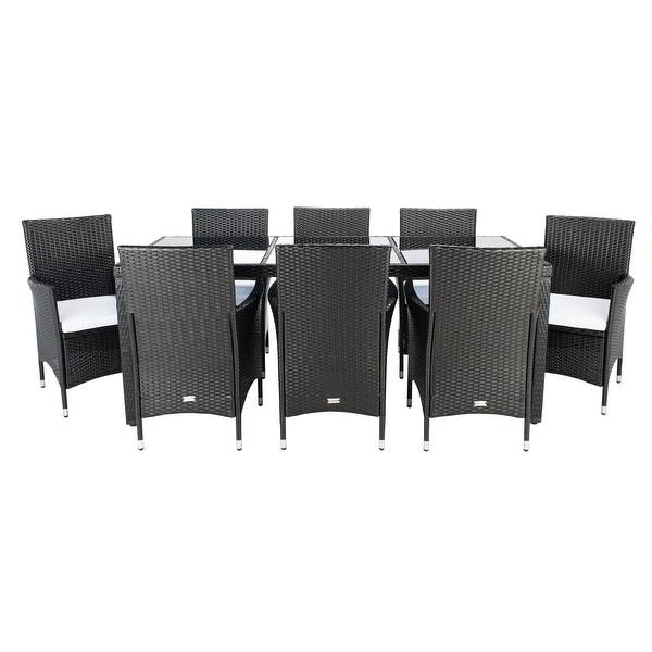 SAFAVIEH Outdoor Hailee 9Piece Wicker Dining Set