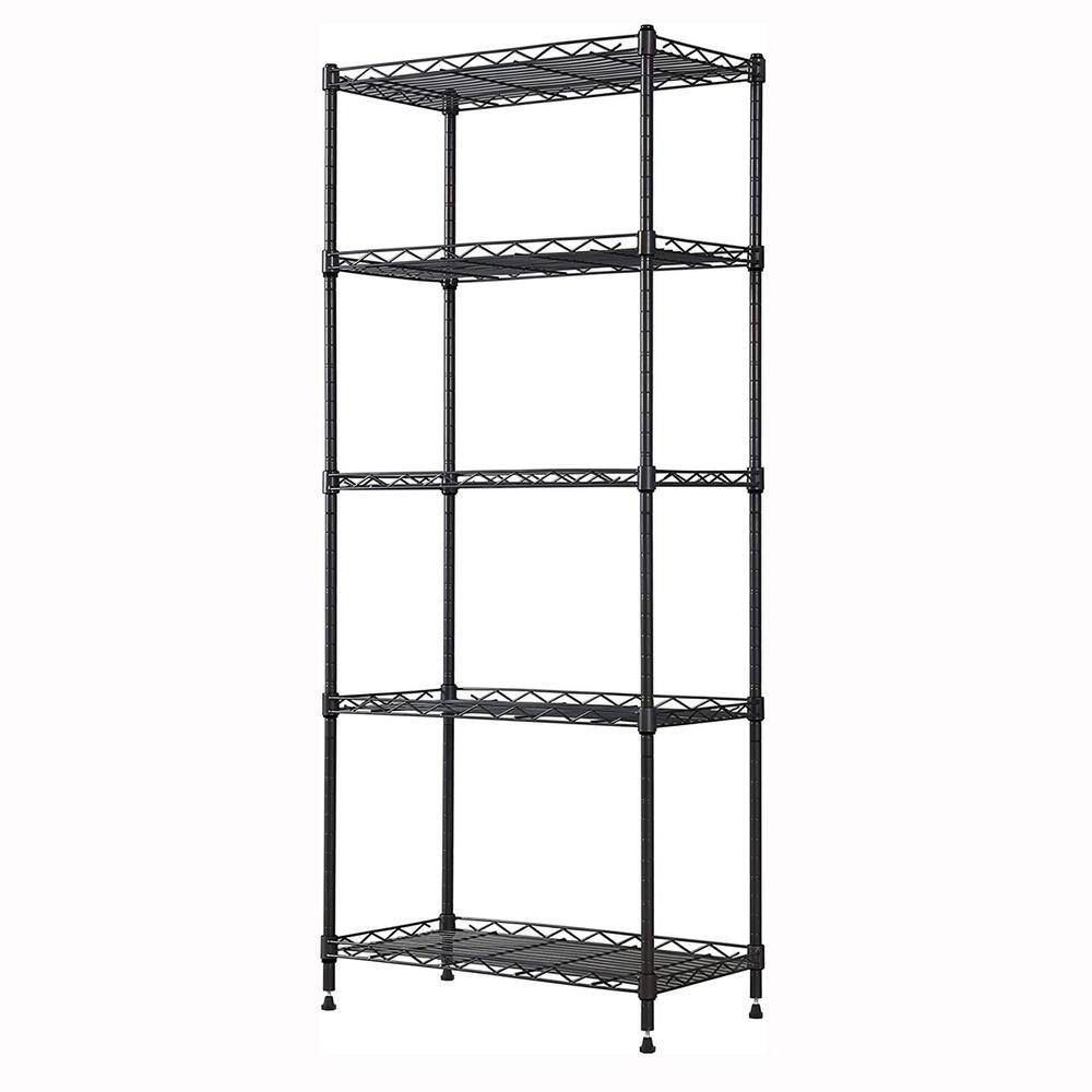 Black 5-Tier Metal Garage Storage Shelving Unit (21.2 in. W x 53.5 in. H x 11.8 in. D) shelve-589