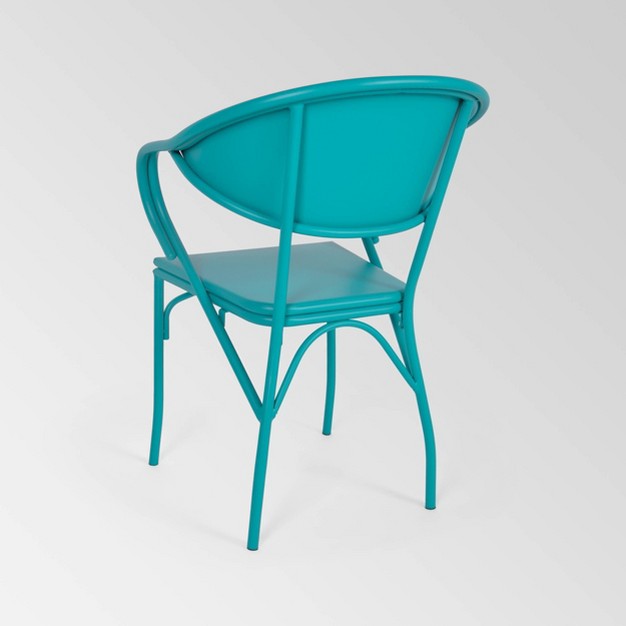 Palm Desert Set Of 2 Iron Modern Dining Chairs Matte Teal Christopher Knight Home