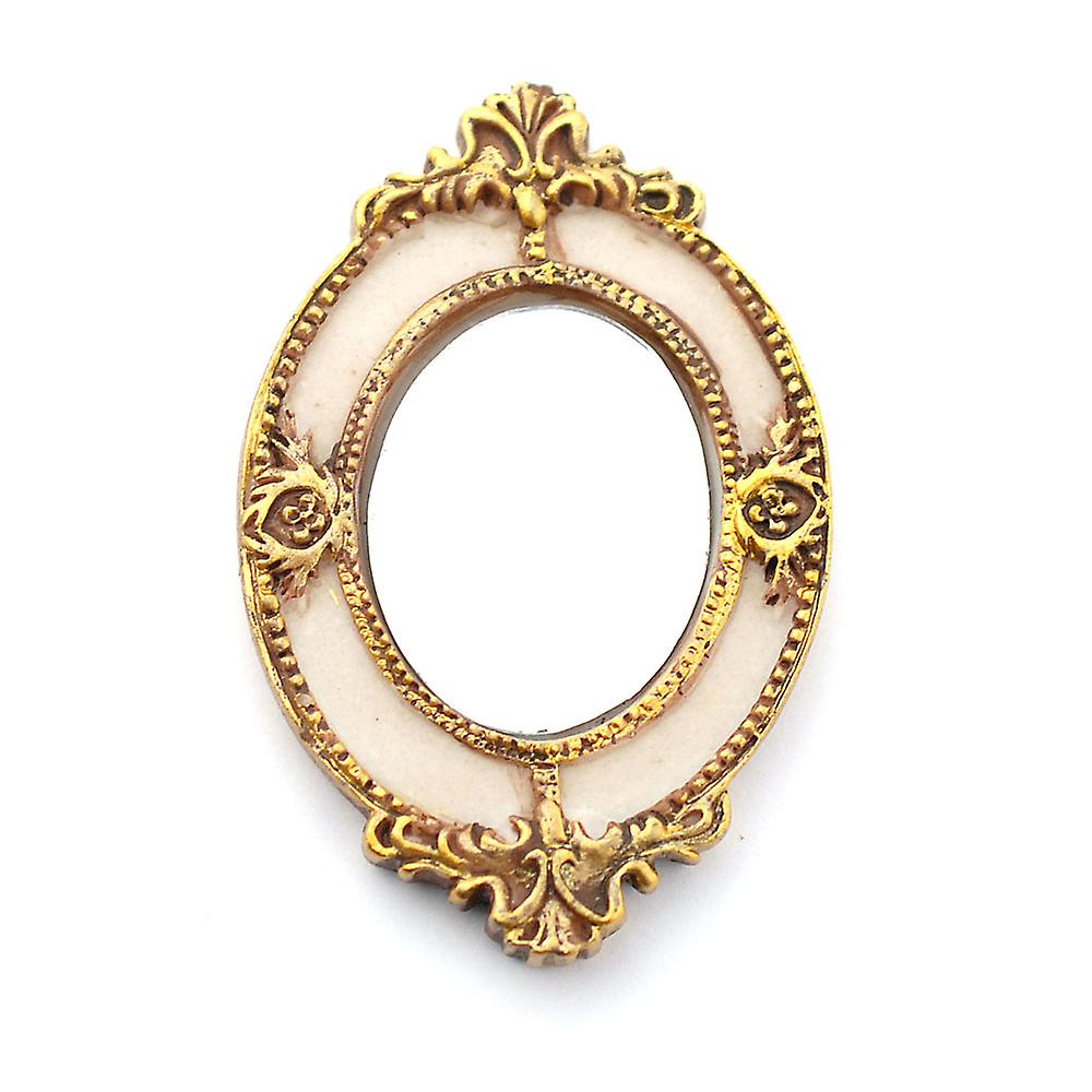 Dolls House Victorian Oval Mirror In Ornate Gold Frame Miniature Wall Accessory