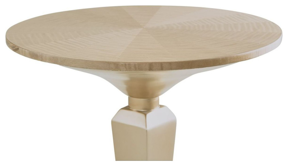 AICO Michael Amini Malibu Crest Round Pedestal Tea Table Chardonnay   Contemporary   Side Tables And End Tables   by Unlimited Furniture Group  Houzz